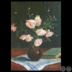 JARRÓN DE ROSAS, 1938 - Óleo de JAIME BESTARD